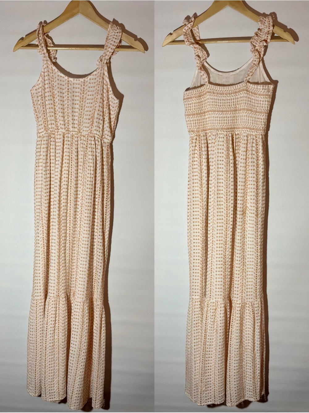🌙✨NWOT Jessica Simpson Cream Crochet Maxi Dress with Ruffle Straps